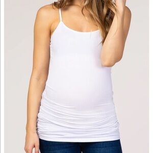 Motherhood Maternity White Ruched Sides Tank Top
